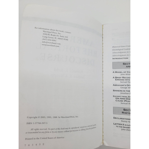 American Rhetorical Discourse, 3rd Edition Reid, Ronald F. Acceptable PB Book - Picture 8 of 14